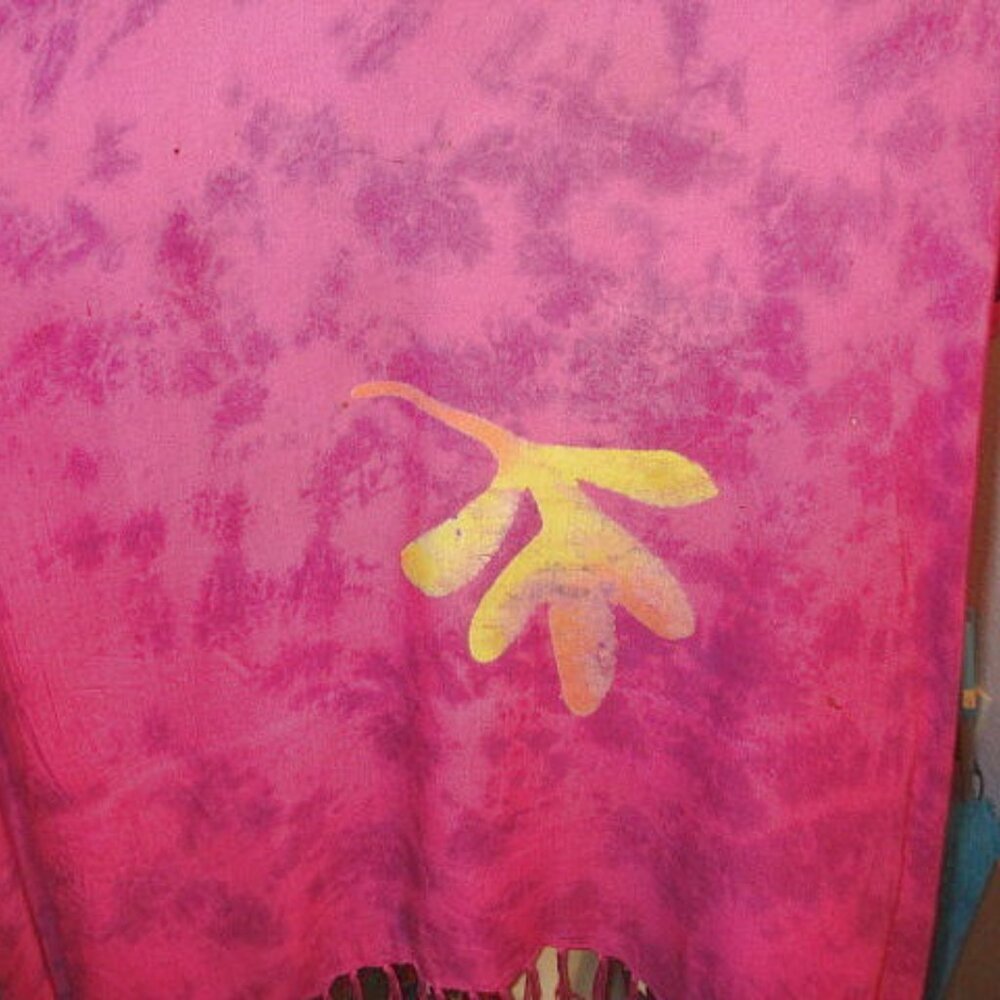 Vtg Wild Woman Batik Kimono Tunic Caftan Fringe Dress Hippie Boho Lagenlook OS - Picture 3 of 13